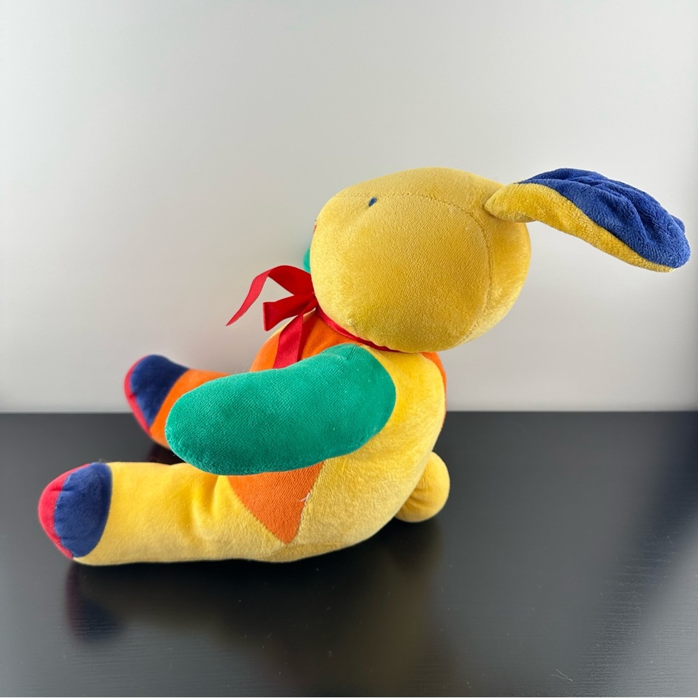 Vintage 90s Primary Colors Velour Bunny Rabbit Plush Stuffed Animal 17” - Picture 4 of 4